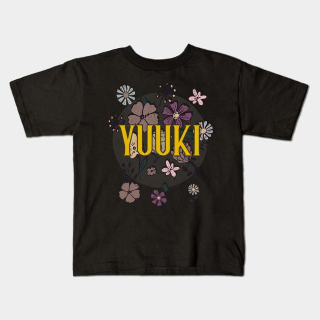 Aesthetic Proud Name Yuuki Flowers Anime Retro Styles Kids T-Shirt by Kisos Thass